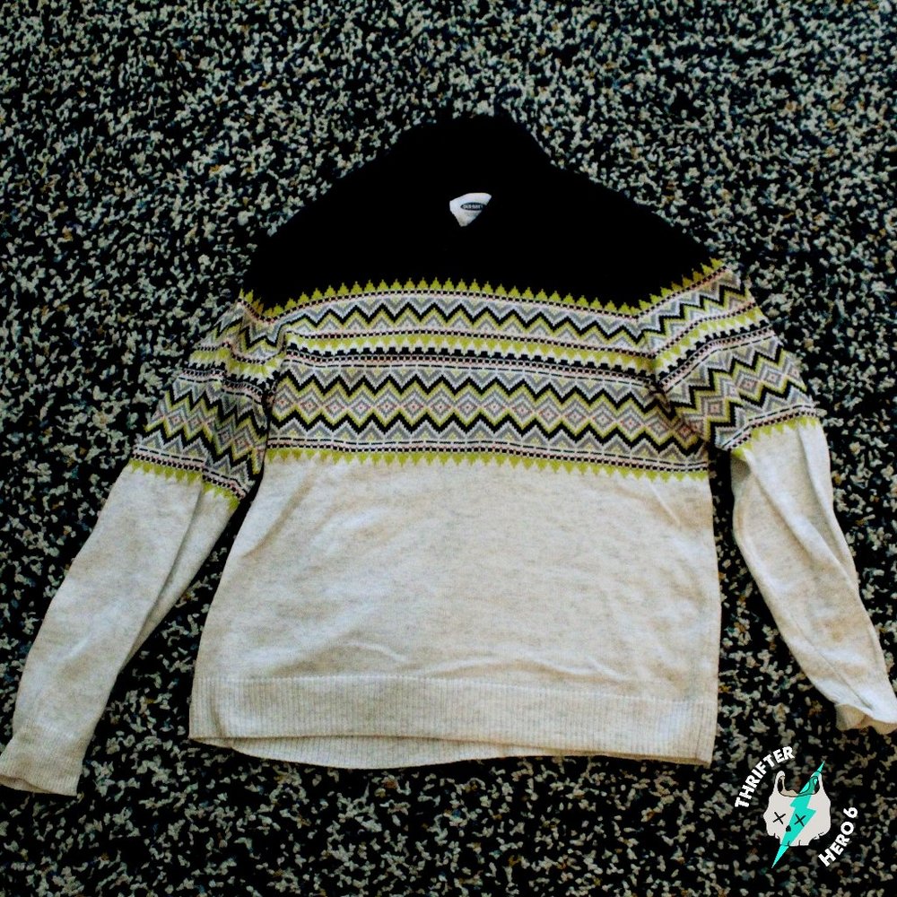 Winter Old Navy Neon and White Sweater